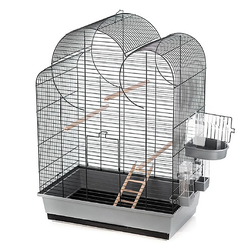 Duvoplus Cage à oiseaux avec accessoires Eliza 54x34x75cm Gris et noir