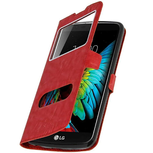 Ipomcase Coque Etui Décrochage Appel LG K10 2016 Rouge