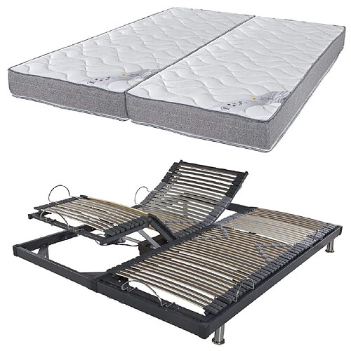 Ebac Matelas et sommier 2x70x190 Mousse - S50 - Soutien medium - Fabriqué en France