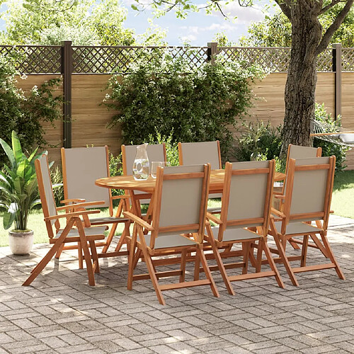 vidaXL Ensemble à manger de jardin 9pcs bois d'acacia solide textilène