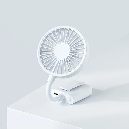 (Blanc) Chapeau Réglable de Petit Ventilateur Portatif Extérieur de Clipon Portatif d'Usb Trois Vitesses