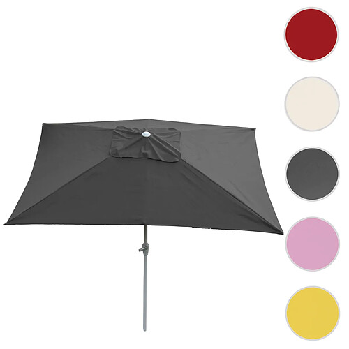 Mendler Parasol N 23, Parasol de jardin, 2x3m, rectangulaire, inclinable, Polyester/Alu 4,5kg ~ anthracite