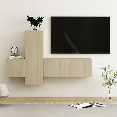 vidaXL Ensemble de meubles TV 3 pcs Chêne sonoma Bois d'ingénierie