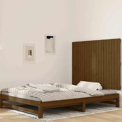 Maison Chic Tête de lit scandinave pour lit adulte,Meuble de chambre murale Marron miel 127,5x3x90 cm Bois massif de pin -MN24694