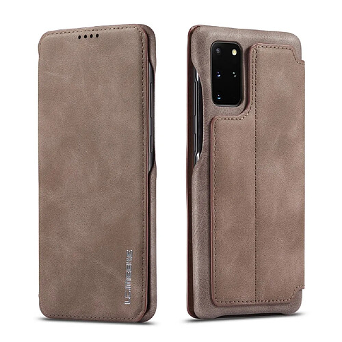 Etui en PU style rétro avec porte-carte café pour votre Samsung Galaxy S20 Plus