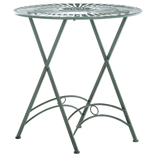 Decoshop26 Table de jardin en métal Ø 71 cm style rustique vert vieilli MDJ10220