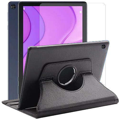 Etui rotatif en simili cuir + verre trempé pour Huawei MatePad T10S 10.1" - Noir -Visiodirect-