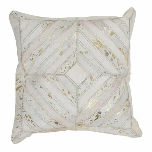 Paris Prix Coussin Design en Cuir Spark 45x45cm Ivoire & Or