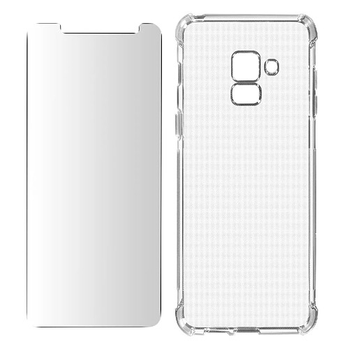 Avizar Pack Protection Samsung Galaxy A8 Coque Souple et Verre Trempé transparent