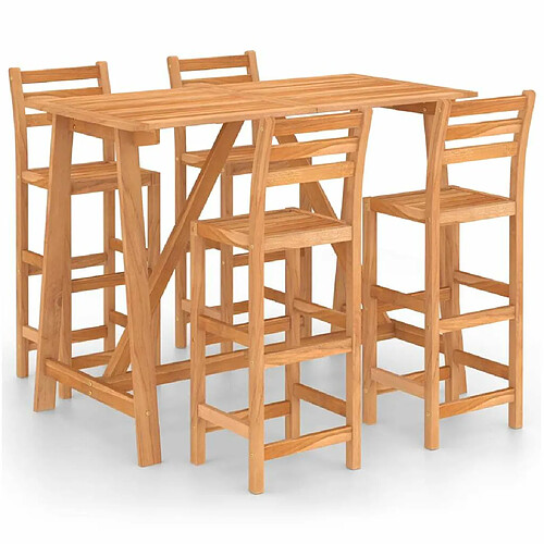 Maison Chic Table de bar et chaises d'extérieur 5 pcs,Ensemble de bar de jardin pour relax Bois d'acacia massif -GKD505758