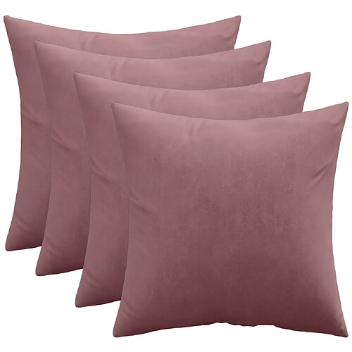 ICONIK INTERIOR Lot de 4 coussins en velours - housse et garnissage - Mesmal Rose