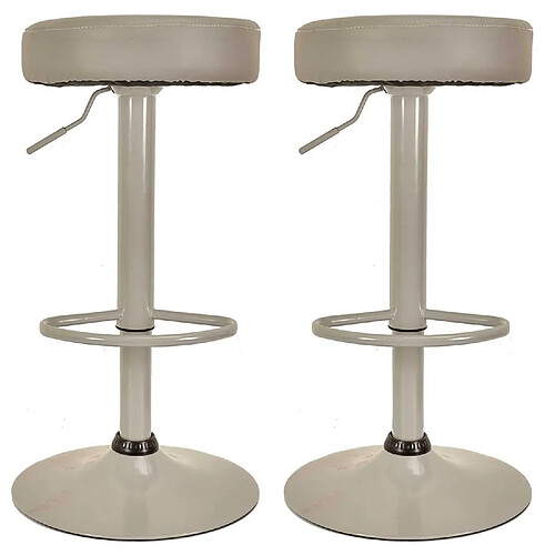 Toilinux Lot de 2 Tabourets de bar Mumford hauteur réglable en simili - Gris