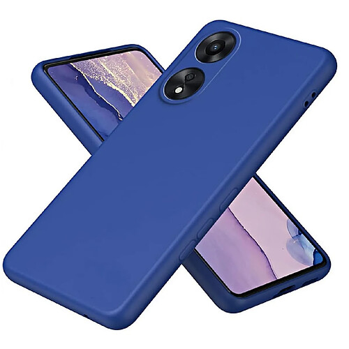 Htdmobiles Coque pour Oppo A58 5G / A78 5G - housse etui silicone gel fine + verre trempe - BLEU FONCE