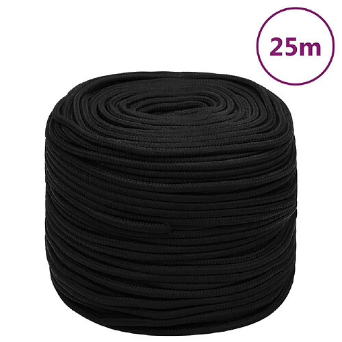 vidaXL Corde de travail Noir 8 mm 25 m Polyester