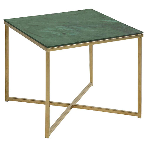 Toilinux Table d’appoint carré en verre et métal - Vert