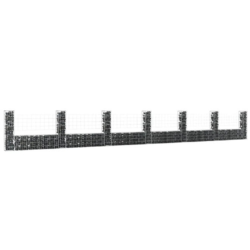 vidaXL Panier de gabion en forme de U avec 7 poteaux Fer 740x20x100 cm