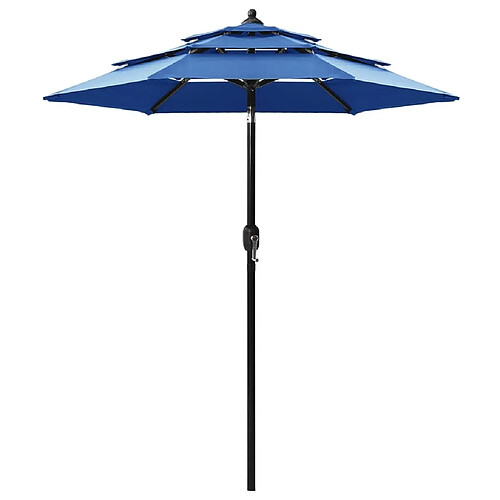 vidaXL Parasol à 3 niveaux avec mât en aluminium Bleu azuré 2 m