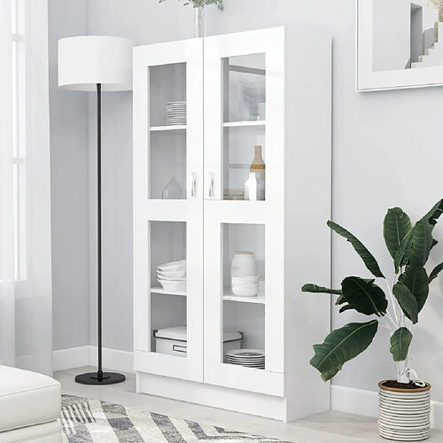 vidaXL Armoire à vitrine Blanc 82,5x30,5x150 cm Bois d'ingénierie