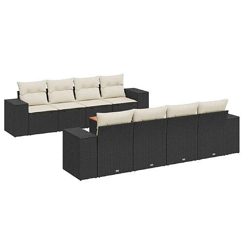 Maison Chic Salon de jardin 9 pcs avec coussins | Ensemble de Table et chaises | Mobilier d'Extérieur noir résine tressée -GKD90412