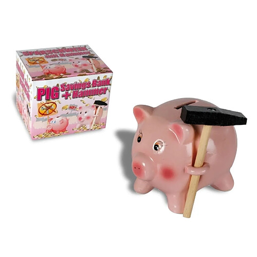 Totalcadeau Tirelire cochon céramique avec marteau