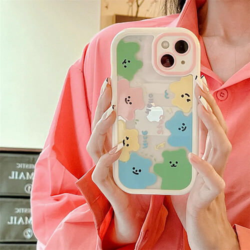 GUPBOO Étui pour iPhone12Pro Niche de cas de téléphone portable de personnalité d'ours en bonbon coloré transparent