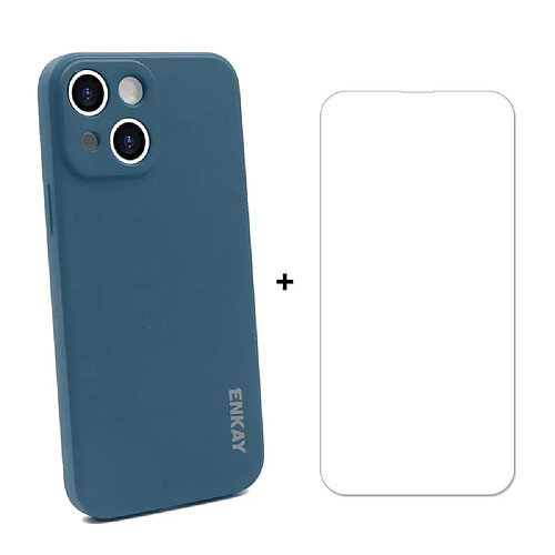 Enkay Coque en silicone anti-rayures, bord droit résistant bleu foncé pour votre Apple iPhone 13 mini 5.4 pouces