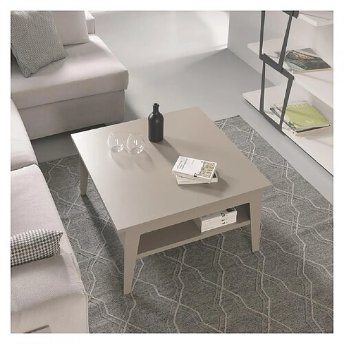 Inside 75 Table basse relevable BRIGHTON 80x70x40/65cm cadre stratifié gris tourterelle pieds métal