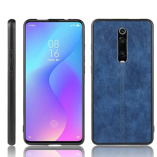 Wewoo Coque Pour Xiaomi Redmi K20 / k20 Pro Antichoc Couture Vache Motif Peau PC + PU + TPU Cas Bleu