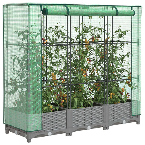 vidaXL Jardinière surélevée avec housse aspect rotin 120x40x123 cm