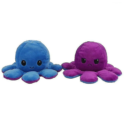 Universal Poupée retournée double face, peluche douce et réversible (bleu/violet)