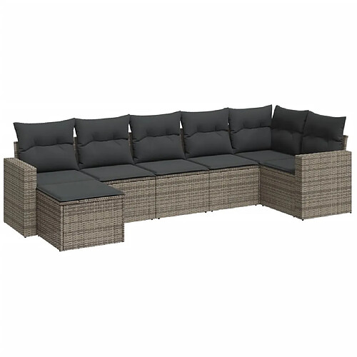 Maison Chic Salon de jardin avec coussins 7 pcs | Ensemble de Table et chaises | Mobilier d'Extérieur gris résine tressée -GKD57258