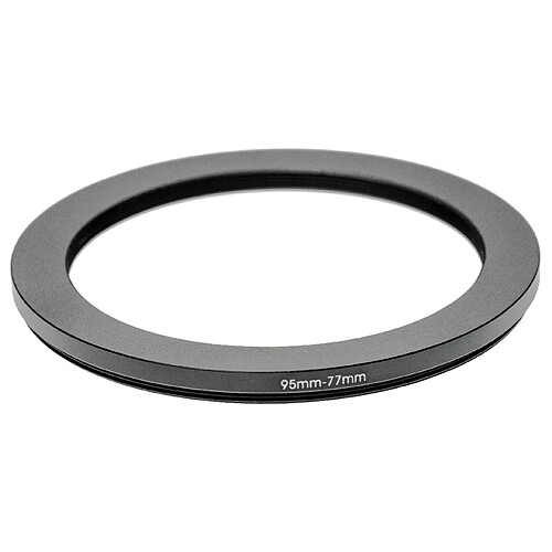 vhbw Bague d'adaptation de filtre Step-Down de 95 mm vers 77 mm pour objectif d'appareil photo - Réducteur, aluminium (anodisé), noir-mat