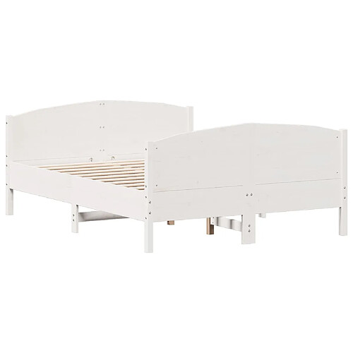 Vidaxl Cadre de lit avec tête de lit blanc 120x190 cm bois pin massif