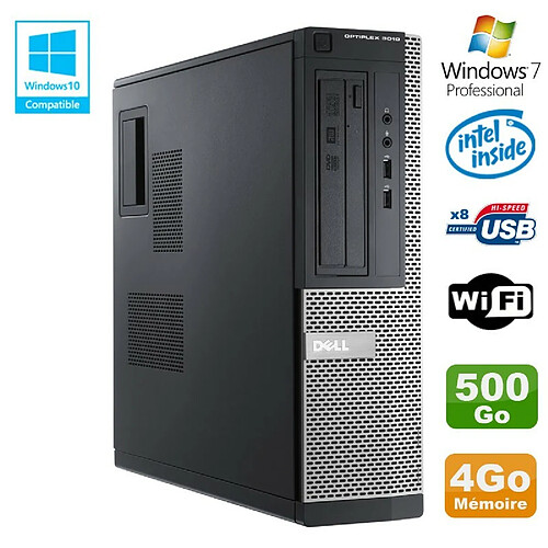 PC DELL Optiplex 3010 DT Intel G2020 DVD 4Go Disque 500Go HDMI Wifi Win 7 Pro · Occasion