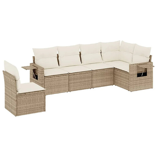 Maison Chic Salon de jardin avec coussins 6 pcs | Ensemble de Table et chaises | Mobilier d'Extérieur beige résine tressée -GKD29031