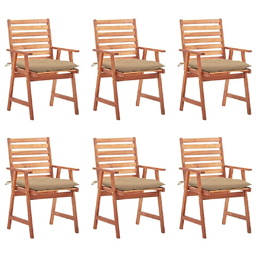 Maison Chic Lot de 6 Chaises à dîner d'extérieur avec coussins | Fauteuil chaises à manger d'extérieur Acacia massif -GKD10822