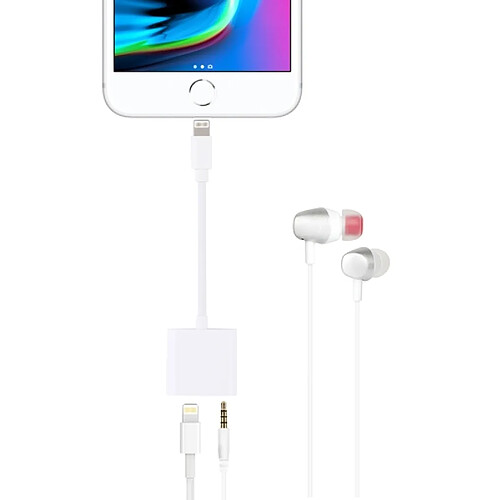 Wewoo Lightning 8 broches femelle + 3.5 mm audio à Lightning 8 broches mâle adaptateur convertisseur de charge & d'écoute, pour iPhone X / 8 & 8 plus / 7 & 7 plus, le système de support iOS 11.3