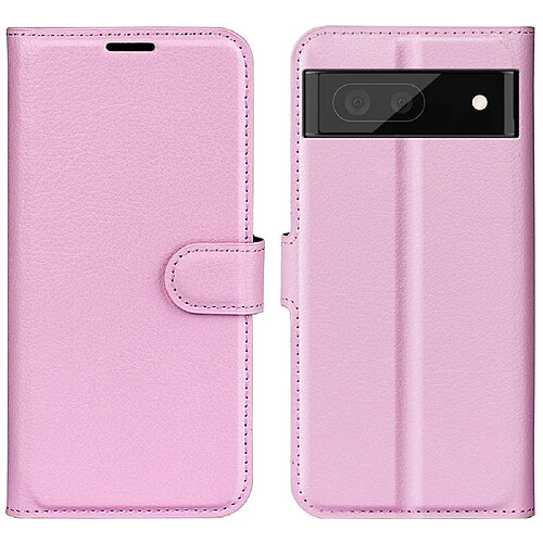 Etui en PU texture litchi, anti-rayures avec support, rose pour votre Google Pixel 7 Pro