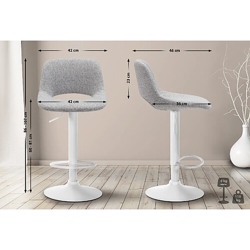 Non Tabouret de bar Camden tissu blanc