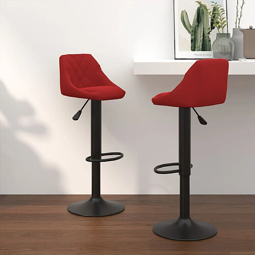 vidaXL Tabourets de bar lot de 2 rouge bordeaux velours