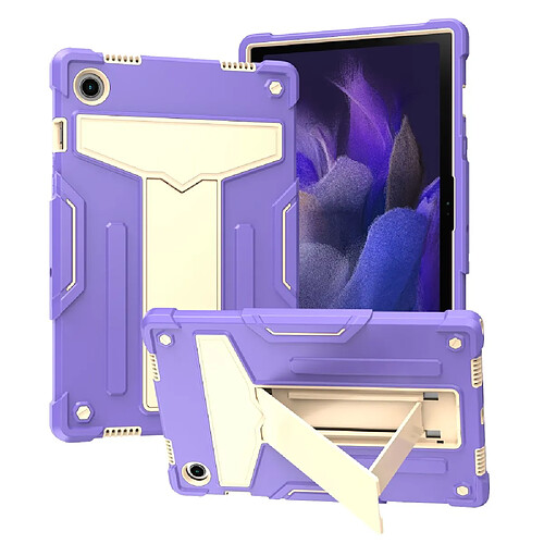 Coque en silicone antichoc avec béquille en T Pourpre beige pour votre Samsung Galaxy Tab A8 10.5 (2021)