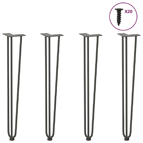 vidaXL Pieds de table en forme d'épingle à cheveux 4 pcs anthracite