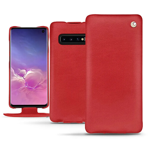 Housse cuir Samsung Galaxy S10 - Rabat vertical - Rouge troupelenc ( Pantone #AB191A ) - NOREVE