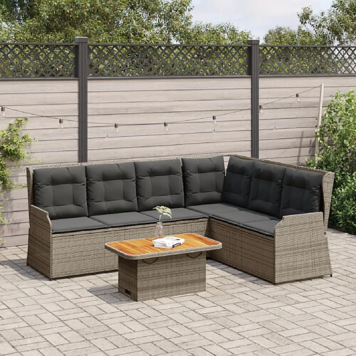 vidaXL Salon de jardin 5 pcs avec coussins Gris Résine tressée