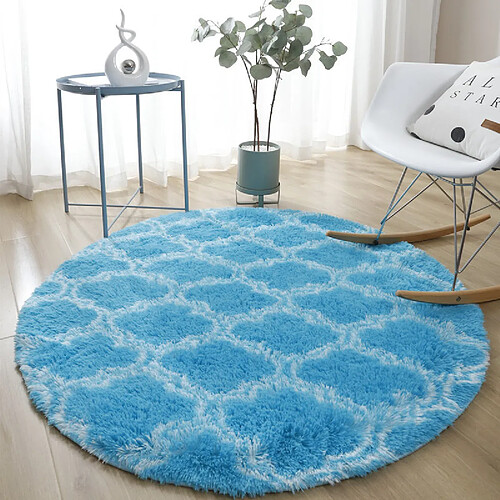 LUUCOZK Tapis moelleux et doux à poils longs pour chambre et salon - Motif 10-80cmdiamètre