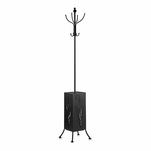 Gift Decor Porte-manteau porte-parapluie Noir Métal (34 x 188 x 34 cm)