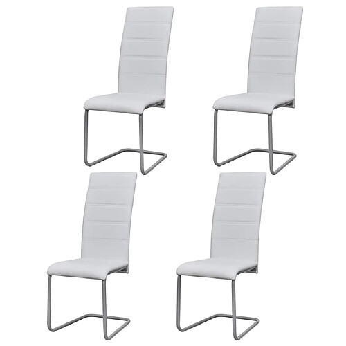 vidaXL Chaises à manger cantilever lot de 4 blanc similicuir