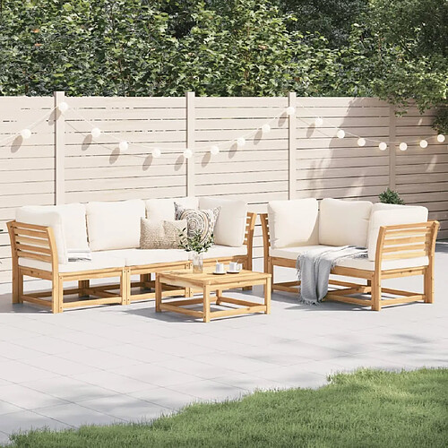 vidaXL Salon de jardin 6 pcs avec coussins bois d'acacia solide