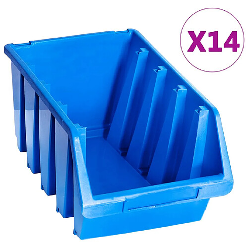 vidaXL Bacs de rangement empilables 14 pcs bleu plastique