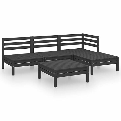 Maison Chic Salon de jardin 5 pcs - Table et chaises d'extérieur - Mobilier/Meubles de jardin Moderne Bois de pin massif Noir -MN41566